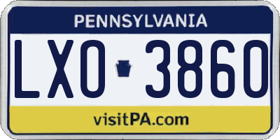 PA license plate LXO3860