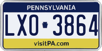 PA license plate LXO3864