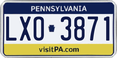 PA license plate LXO3871