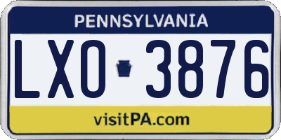 PA license plate LXO3876