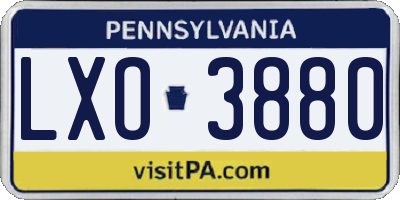 PA license plate LXO3880