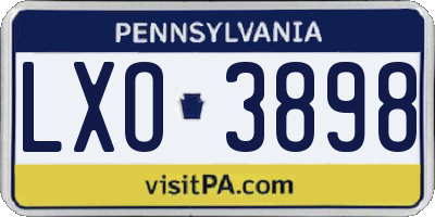PA license plate LXO3898