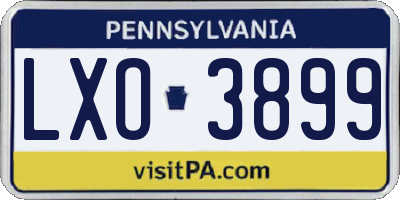 PA license plate LXO3899