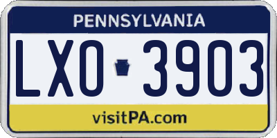 PA license plate LXO3903