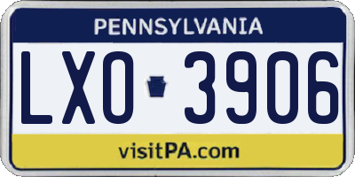 PA license plate LXO3906