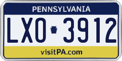PA license plate LXO3912