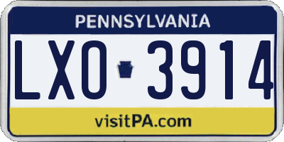 PA license plate LXO3914