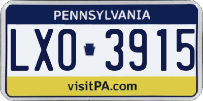 PA license plate LXO3915