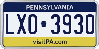 PA license plate LXO3930
