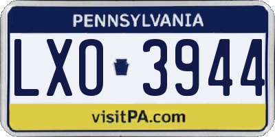 PA license plate LXO3944