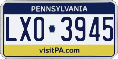 PA license plate LXO3945