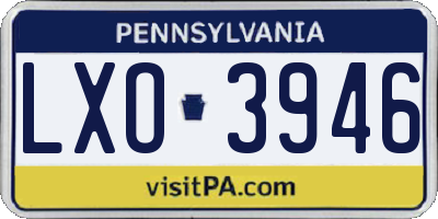 PA license plate LXO3946