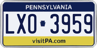 PA license plate LXO3959
