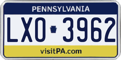 PA license plate LXO3962