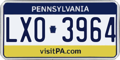 PA license plate LXO3964