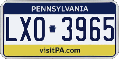 PA license plate LXO3965