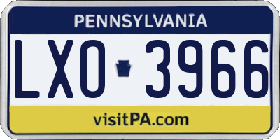 PA license plate LXO3966