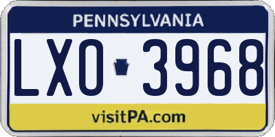 PA license plate LXO3968
