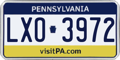 PA license plate LXO3972