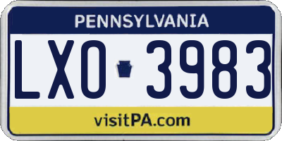PA license plate LXO3983