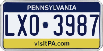PA license plate LXO3987