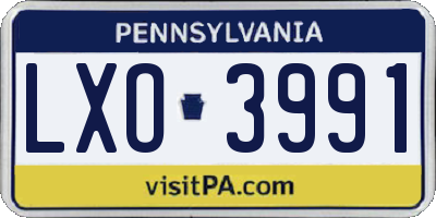 PA license plate LXO3991