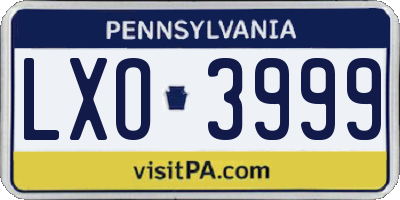 PA license plate LXO3999