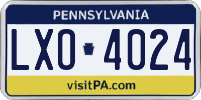PA license plate LXO4024