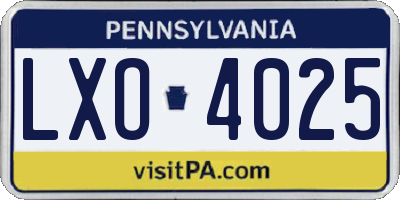 PA license plate LXO4025
