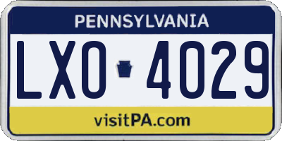 PA license plate LXO4029