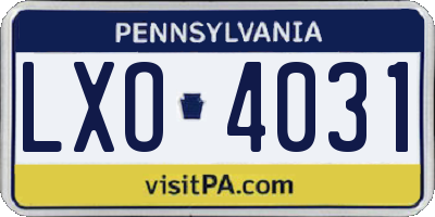 PA license plate LXO4031