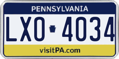 PA license plate LXO4034