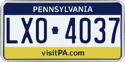 PA license plate LXO4037