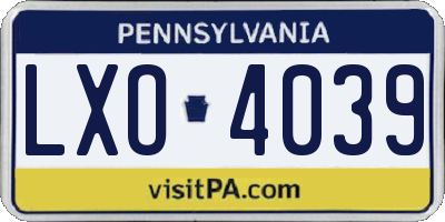 PA license plate LXO4039