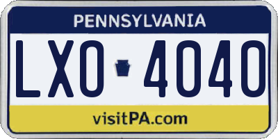 PA license plate LXO4040