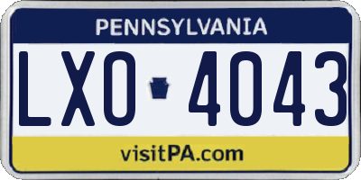 PA license plate LXO4043
