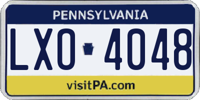 PA license plate LXO4048