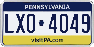 PA license plate LXO4049