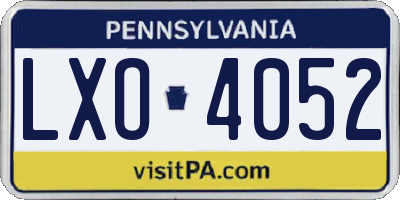 PA license plate LXO4052