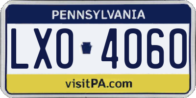 PA license plate LXO4060