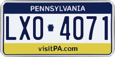 PA license plate LXO4071