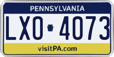 PA license plate LXO4073
