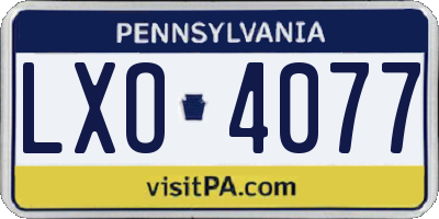 PA license plate LXO4077