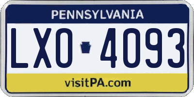 PA license plate LXO4093