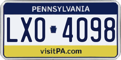 PA license plate LXO4098