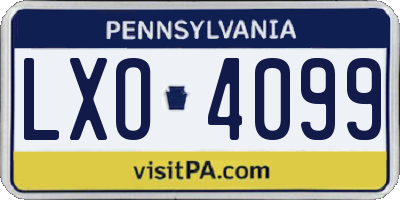 PA license plate LXO4099