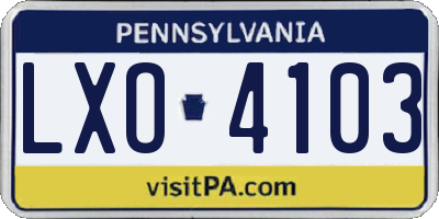 PA license plate LXO4103