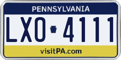 PA license plate LXO4111
