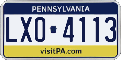 PA license plate LXO4113
