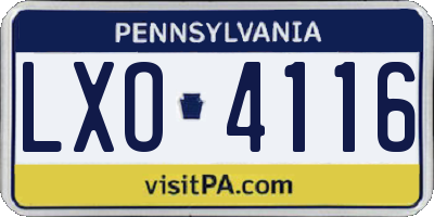 PA license plate LXO4116